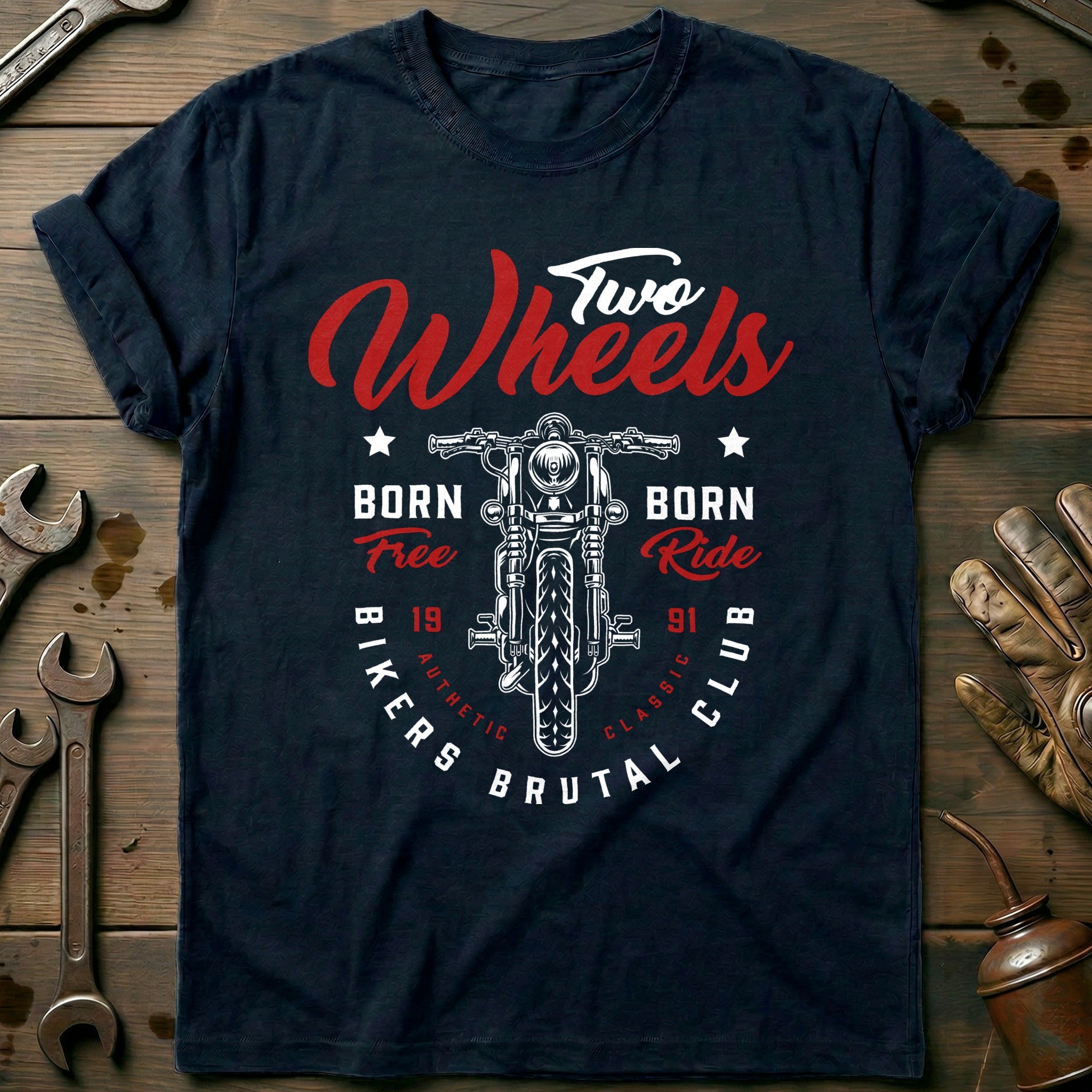 Navy - Born free Ride Vintage T Shirt