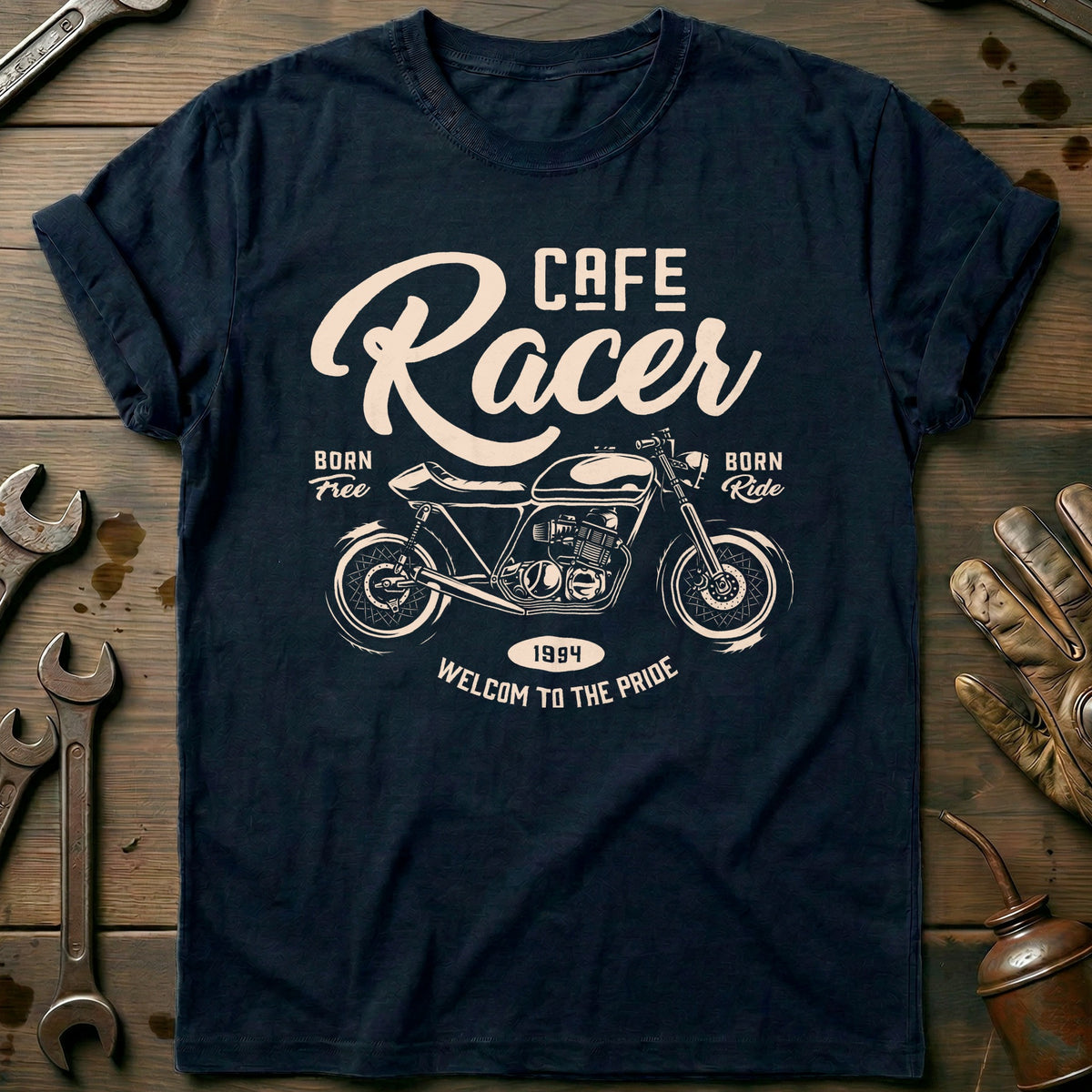 Navy - Cafe Racer Born T-Shirt