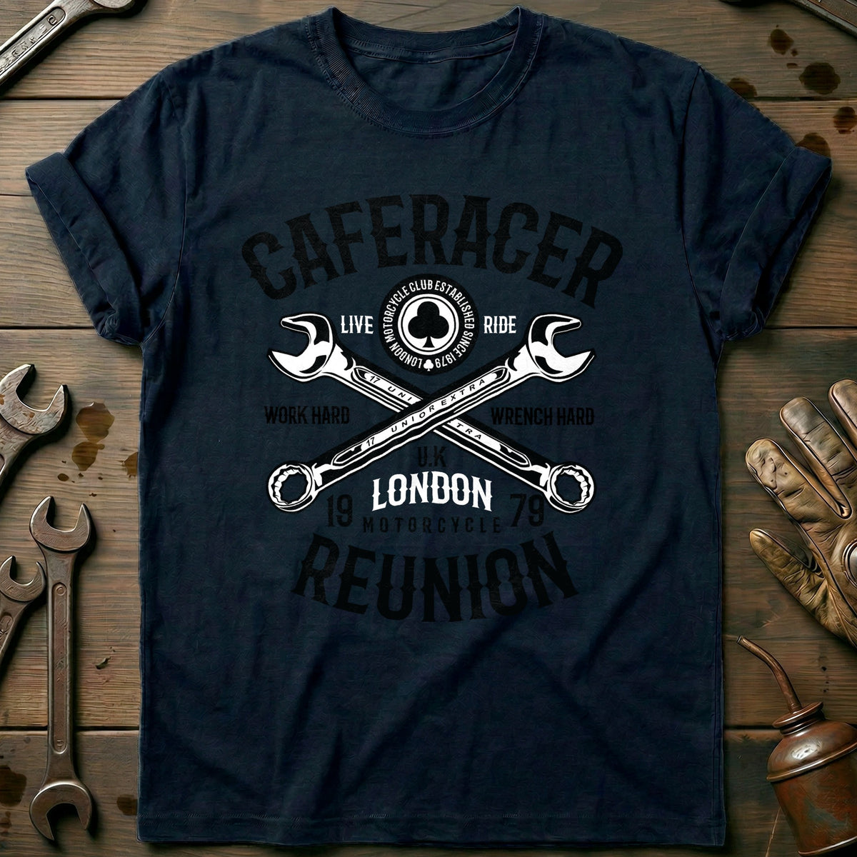 Navy - Caferacer Reunion 8 T Shirt