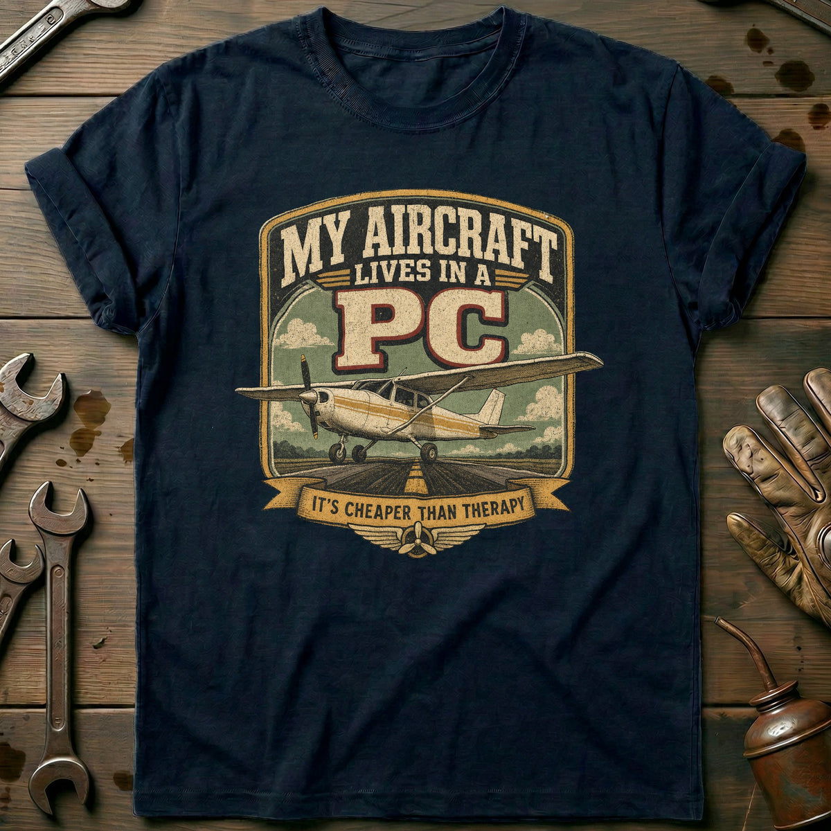 Navy - Cheaper Than Therapy T Shirt