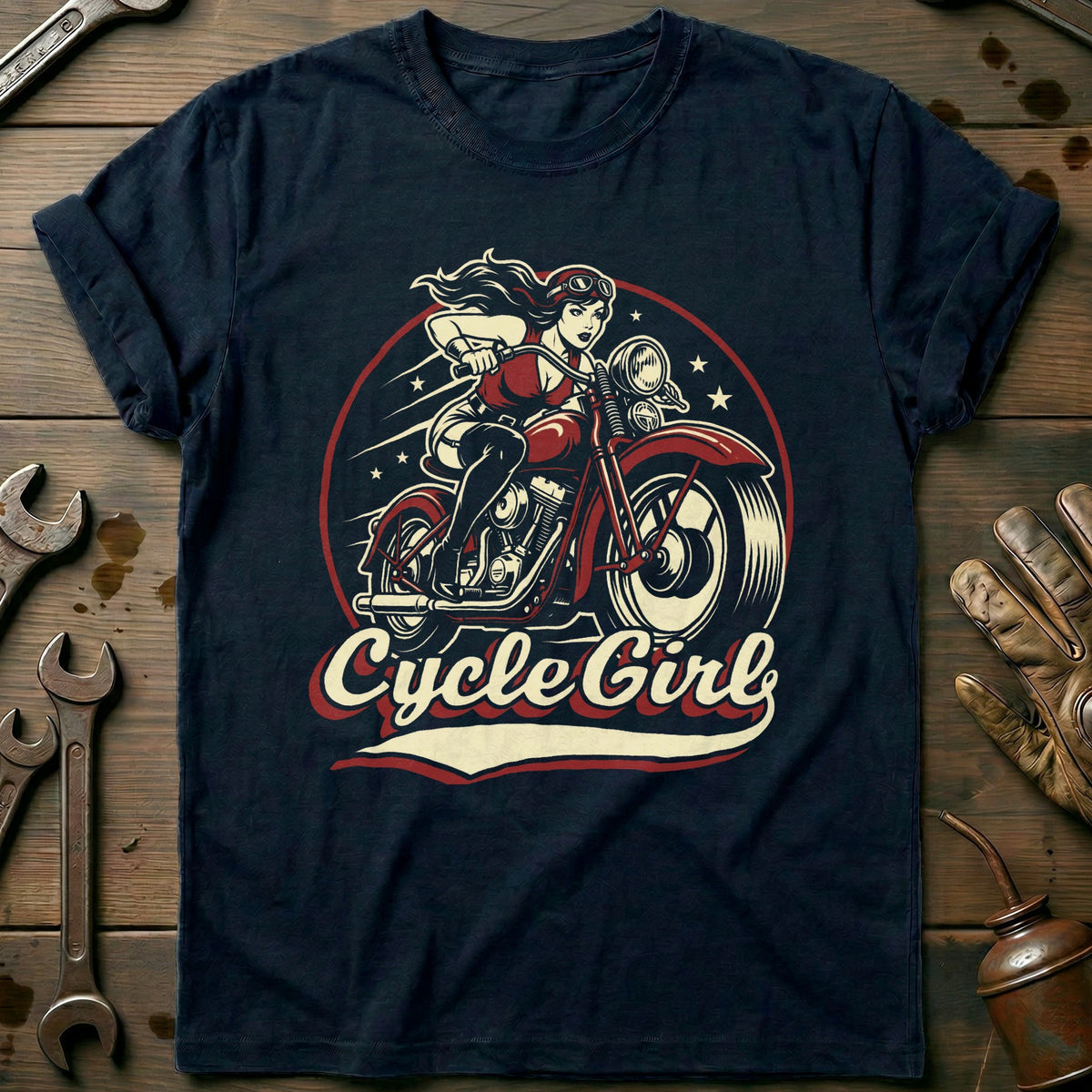 Navy - Cycle Pin Up 4 T Shirt