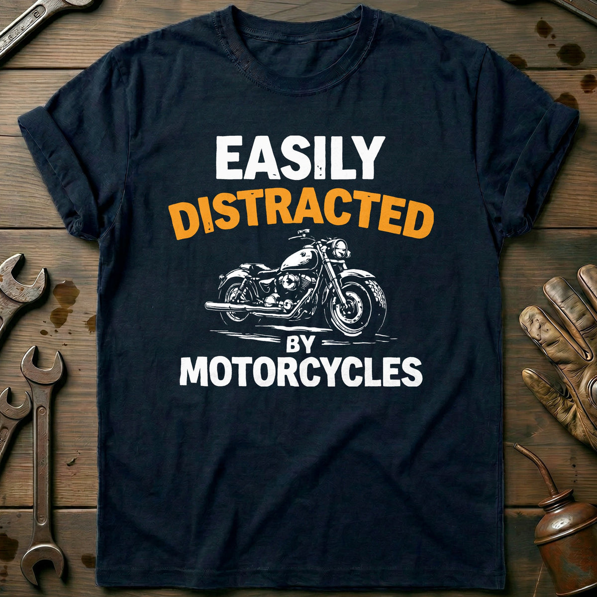 Navy - DISTRACTED BY BIKES 026 T Shirt