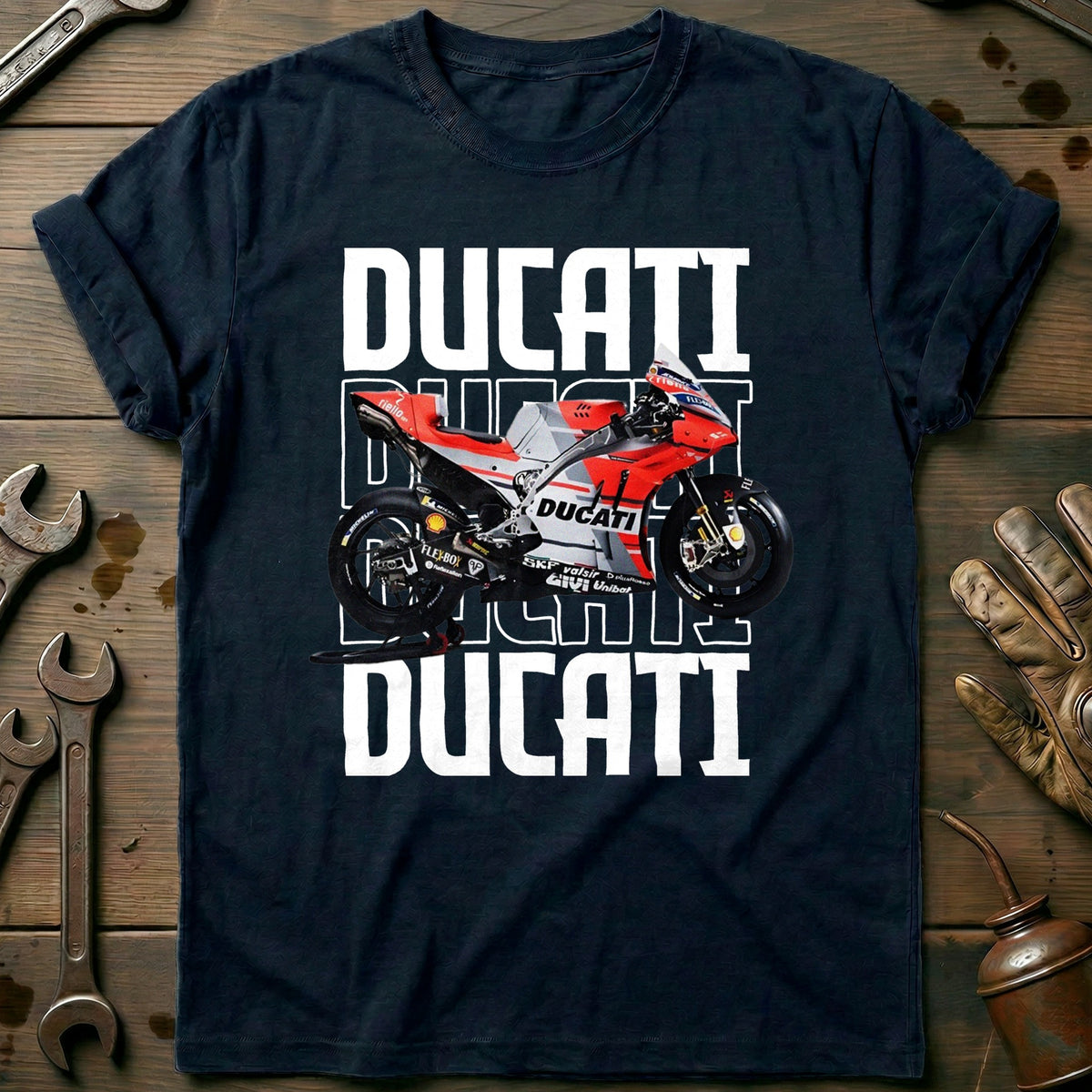 Navy - DUCATI WHITE 028 T Shirt