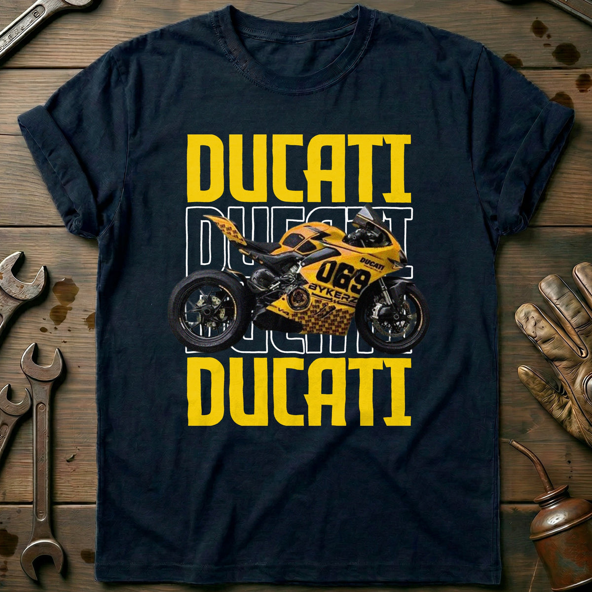 Navy - DUCATI YELLOW 028 T Shirt