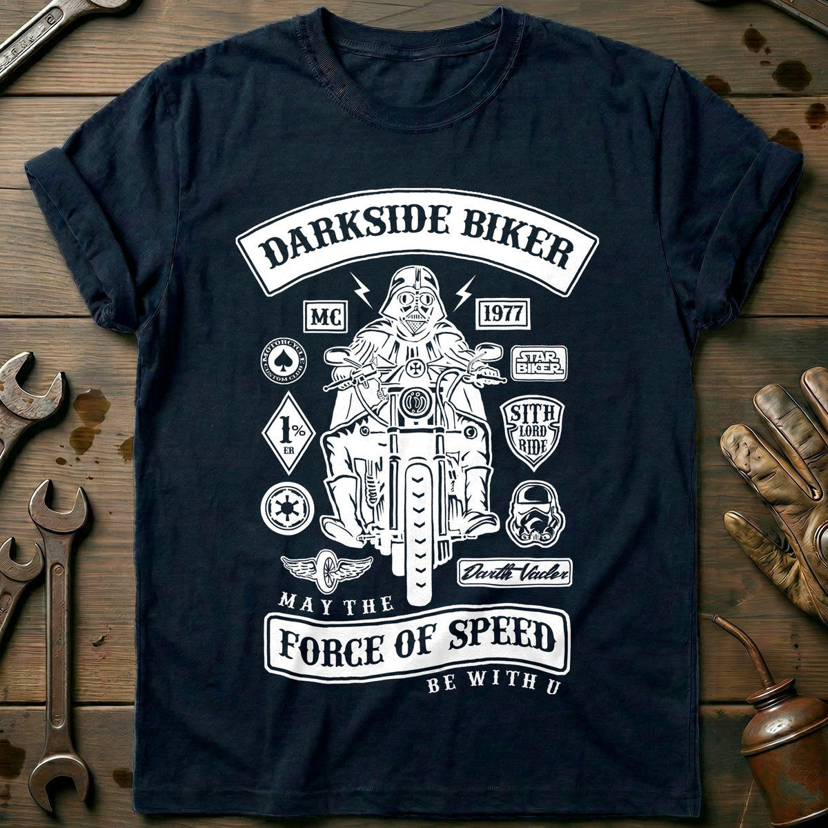 Navy - Darkside Biker T-Shirt