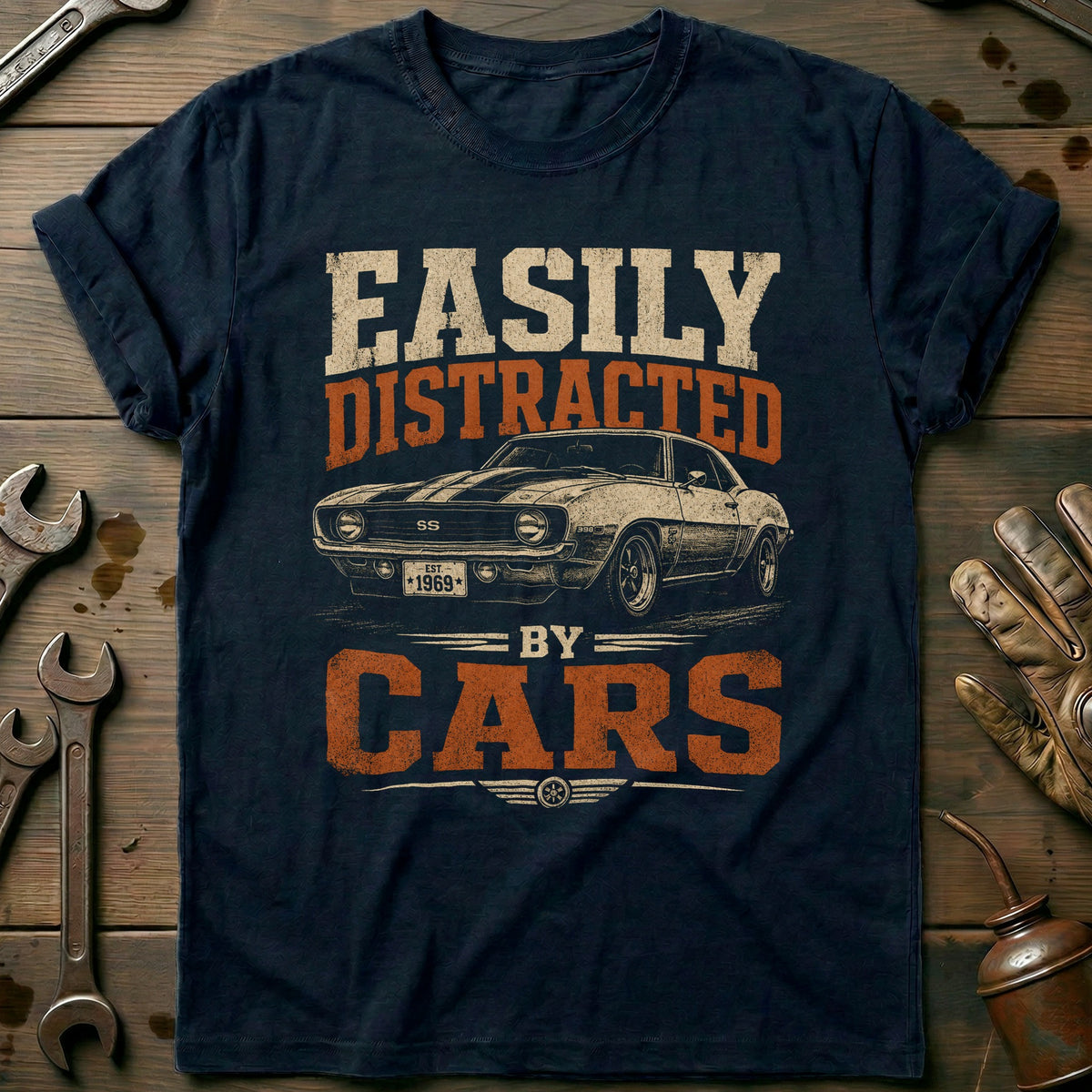 Navy - Easily Distracted By Bikes T Shirt