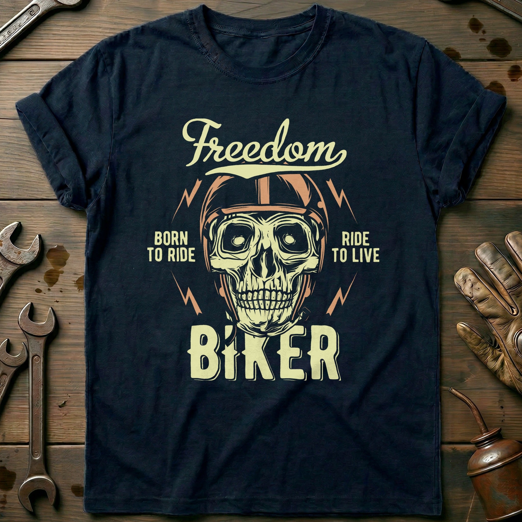Navy - Freedom Biker T-Shirt