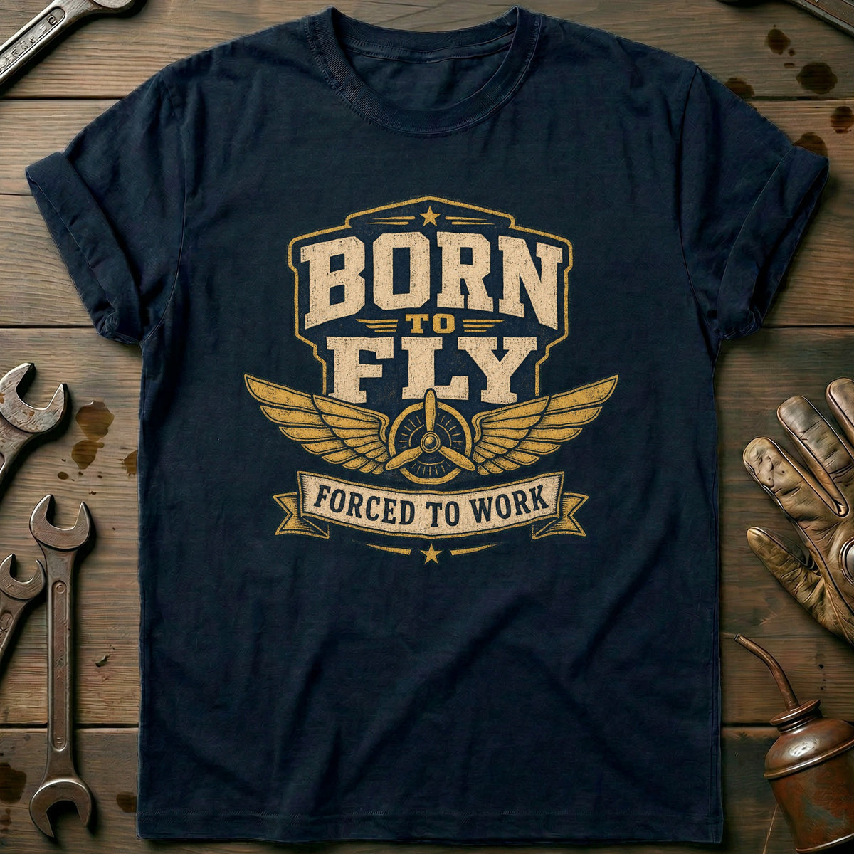 Navy - Forced To Work V2 T Shirt
