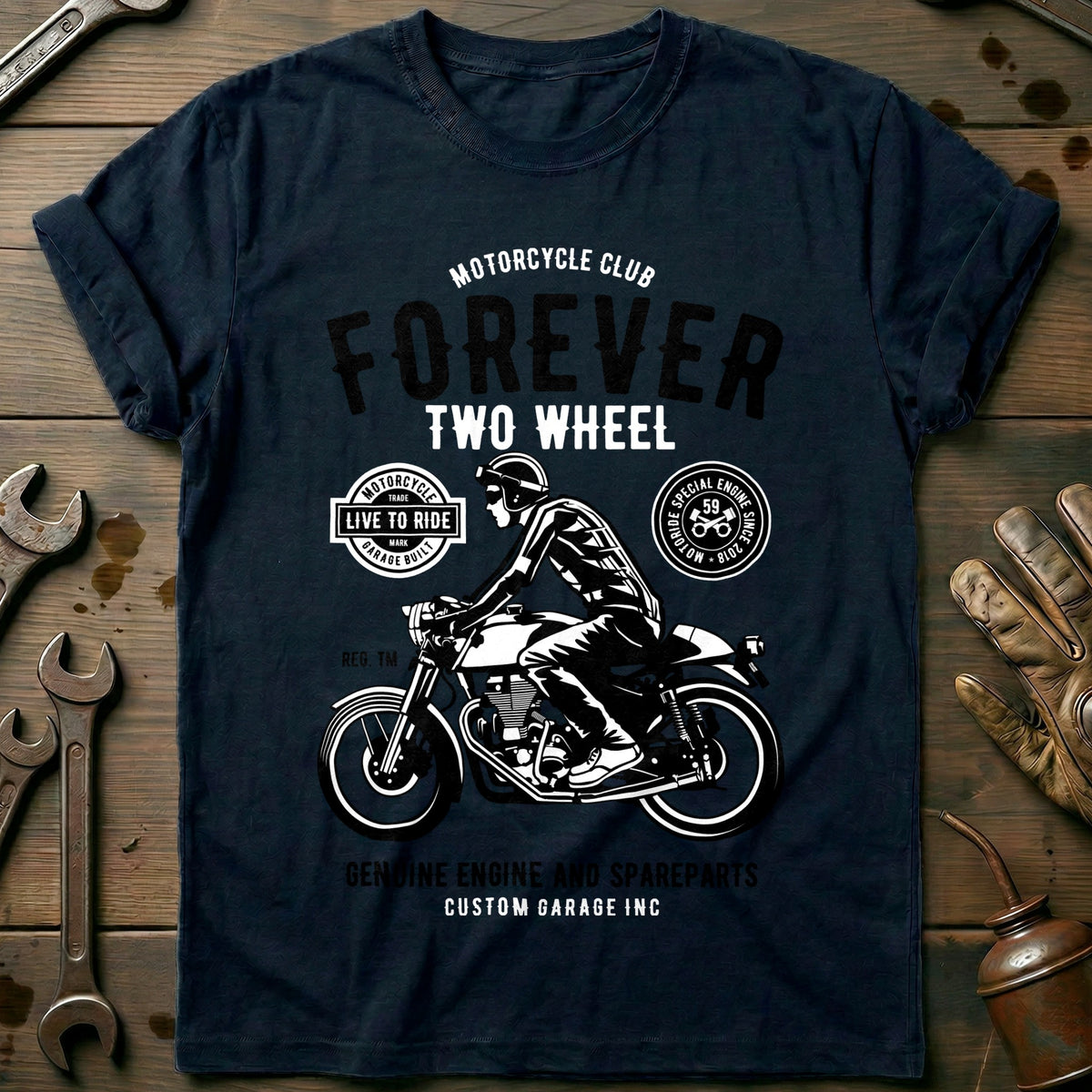 Navy - Forever Two Wheels 4 T Shirt