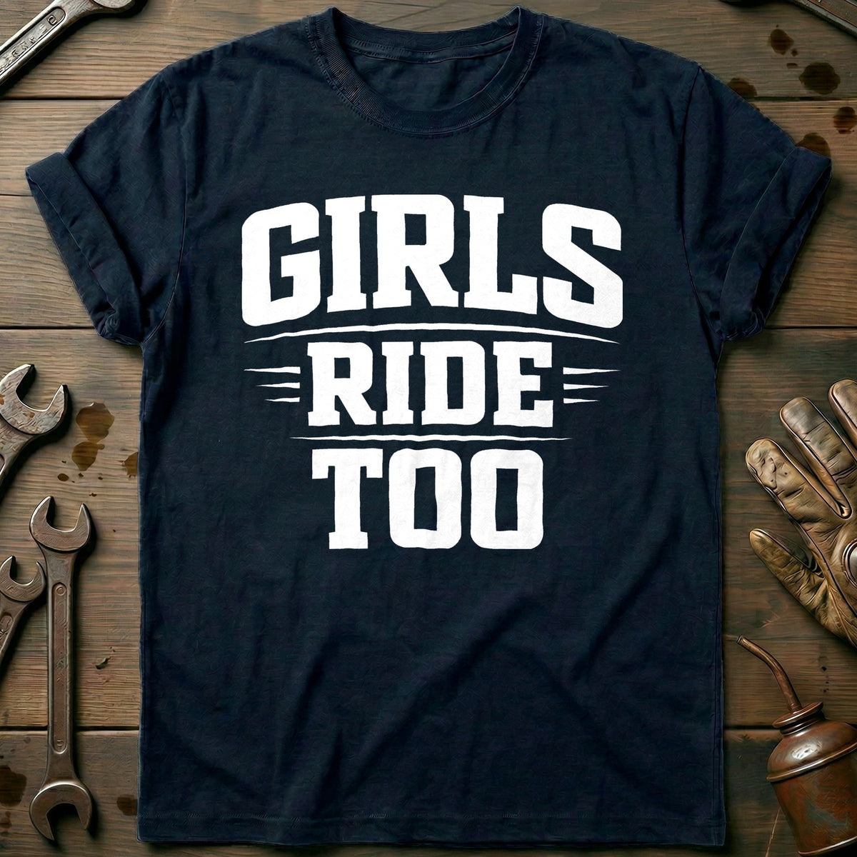 Navy - GIRLS RIDE TOO 026 T Shirt