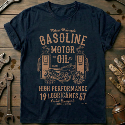 Navy - Gasoline Motor Oil T Shirt