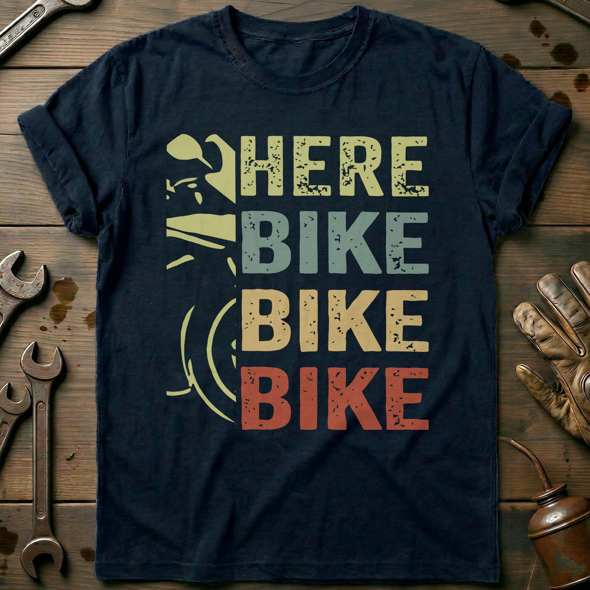 Navy - HERE BIKE BIKE BIKE 026 T Shirt