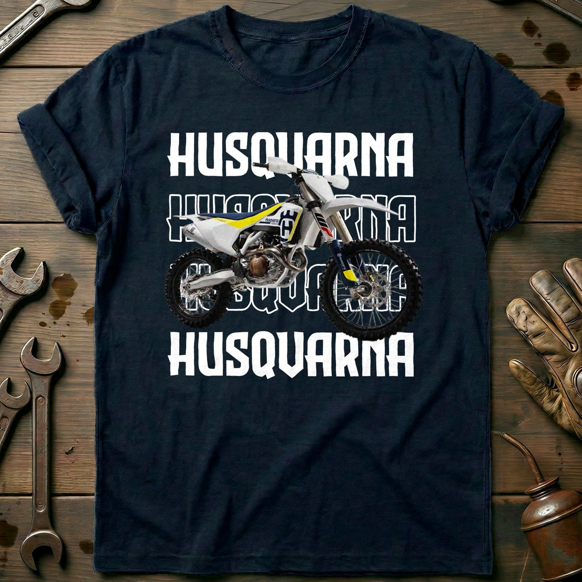 Navy - HUSQVARNA MOTOCROS WHIET 028 T Shirt