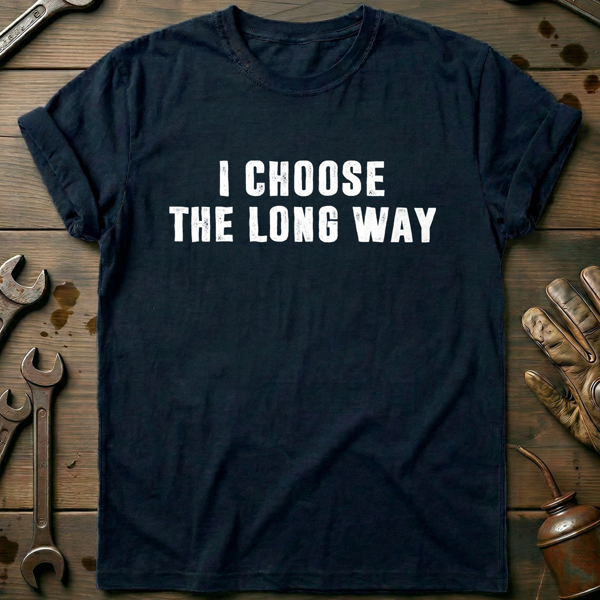 Navy - I CHOOSE THE LONG WAY 028 T Shirt