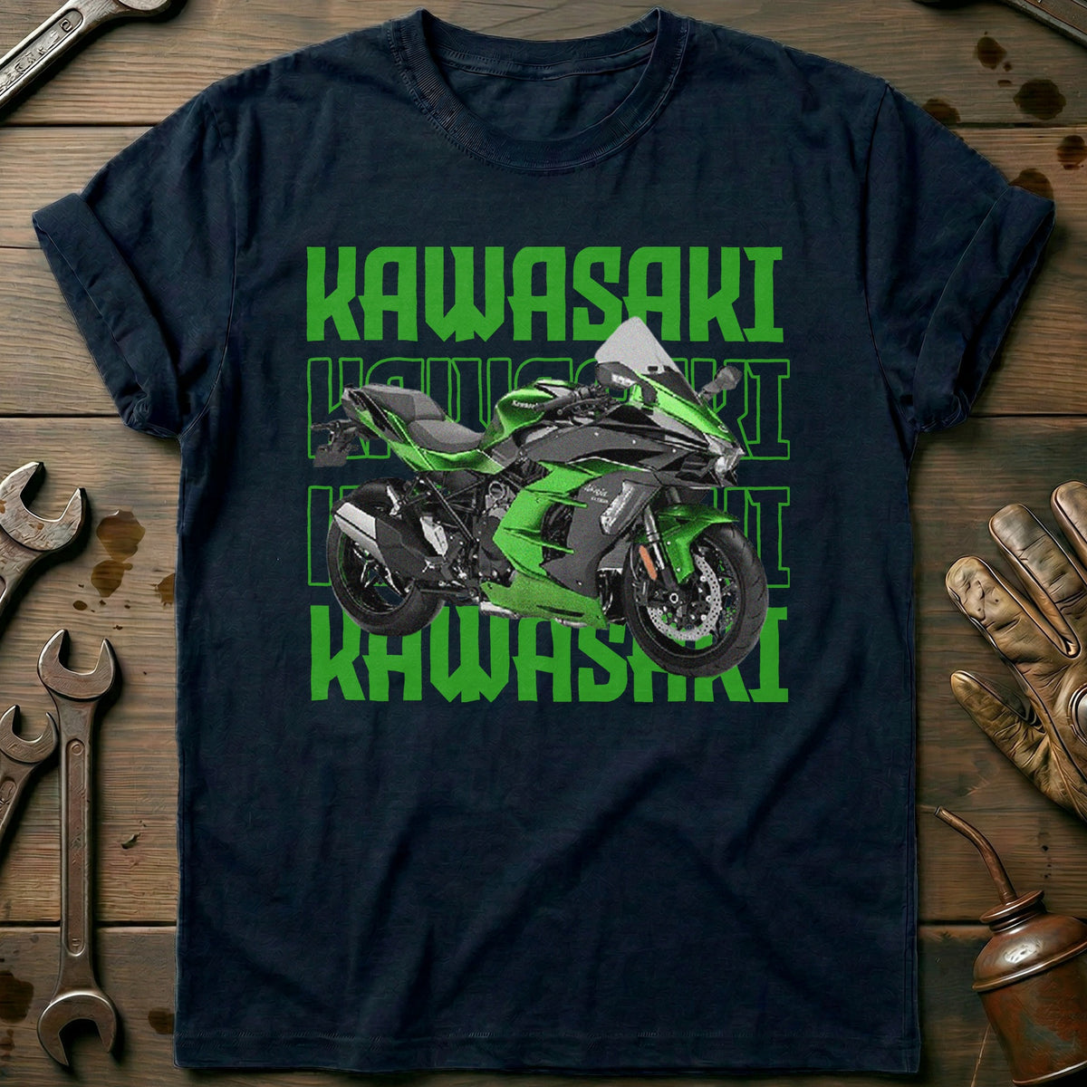 Navy - KAWASAKI H2R GREEN 028 T Shirt