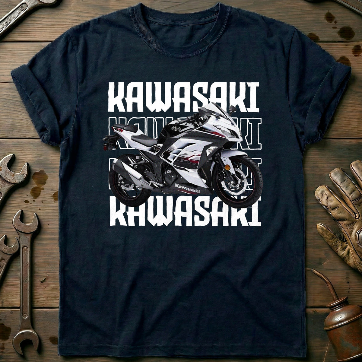 Navy - KAWASAKI H2R WHITE 028 T Shirt