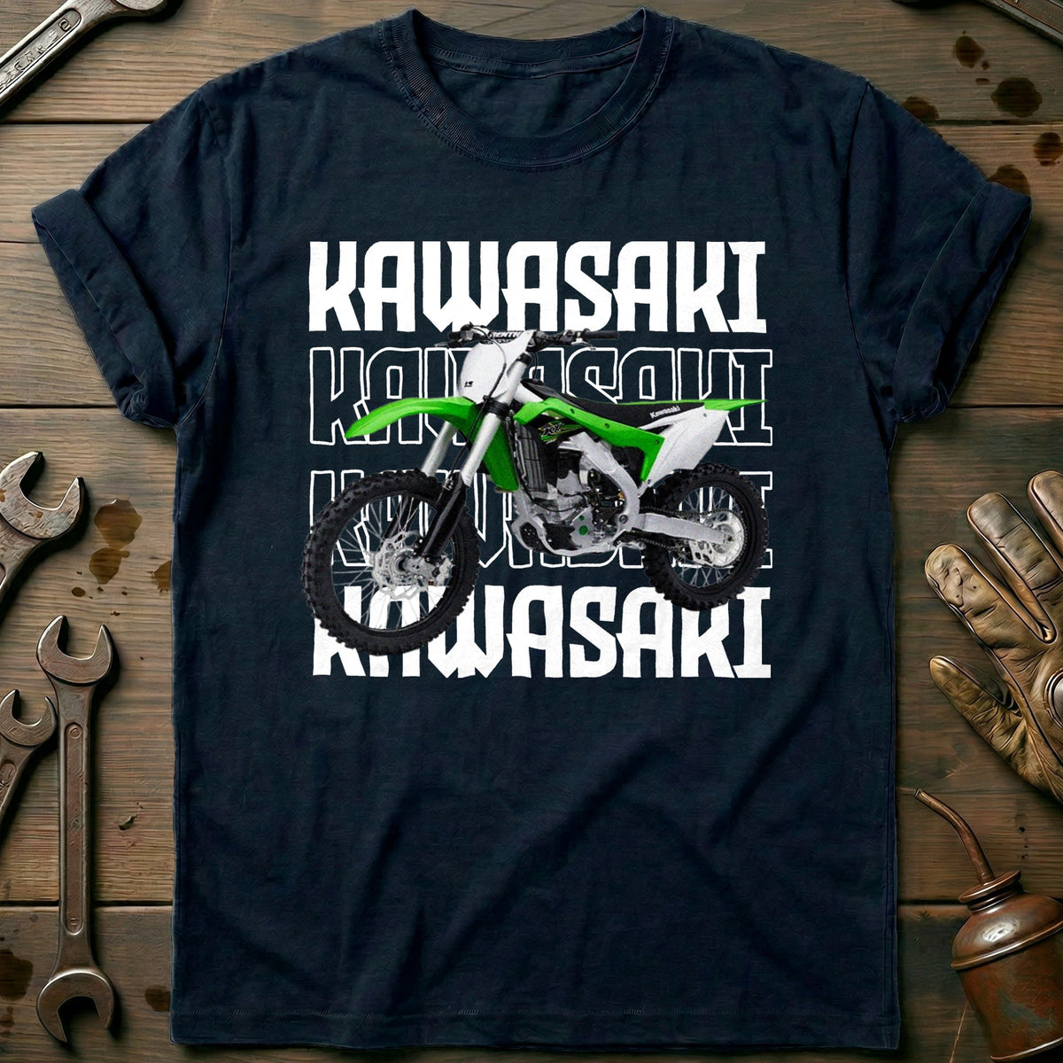 Navy - KAWASAKI MOTOCROS WHITE 028 T Shirt
