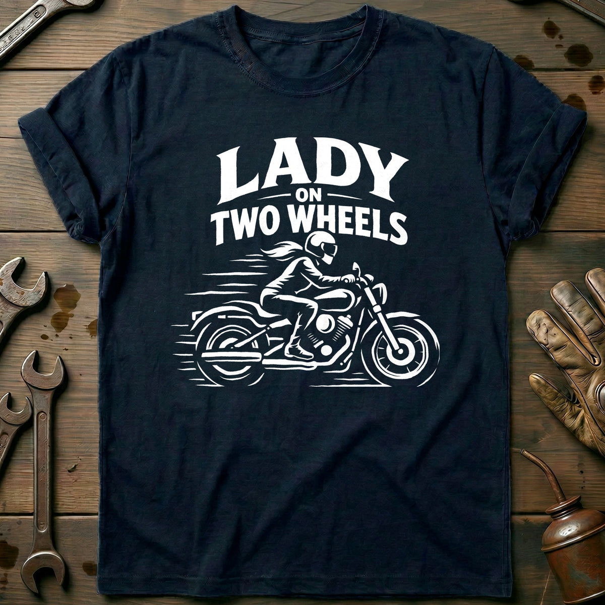 Navy - LADY TWO WHEELS 026 T Shirt