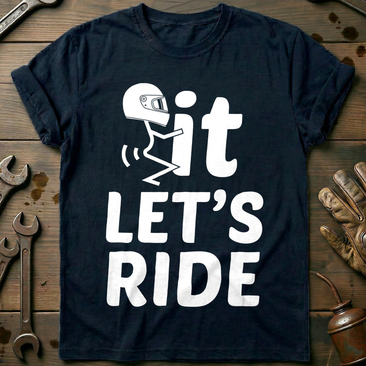 Navy - Fit Lets Ride T-Shirt