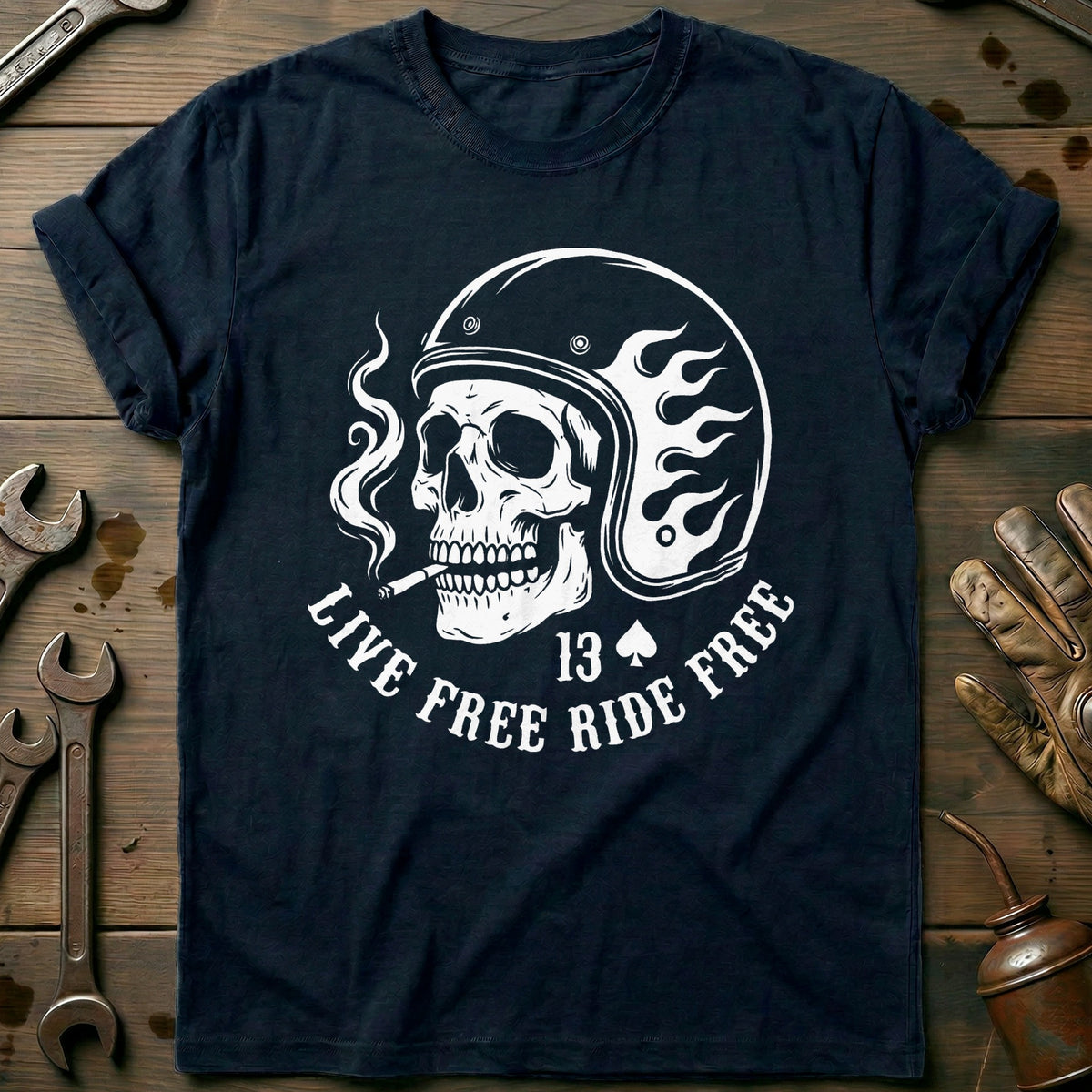 Navy - Live Free Ride Free 44 T Shirt