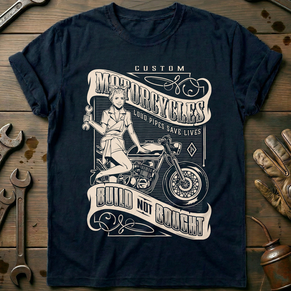 Navy - Mechanic Girl T-Shirt