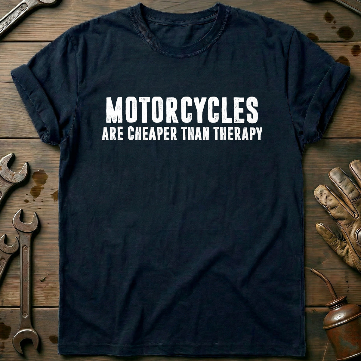 Navy - MOTORCYCLES CHEAP THERAPY 026 T Shirt
