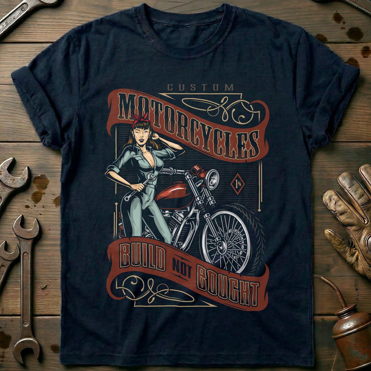 Navy - Motocycles Bought Vintage T Shirt