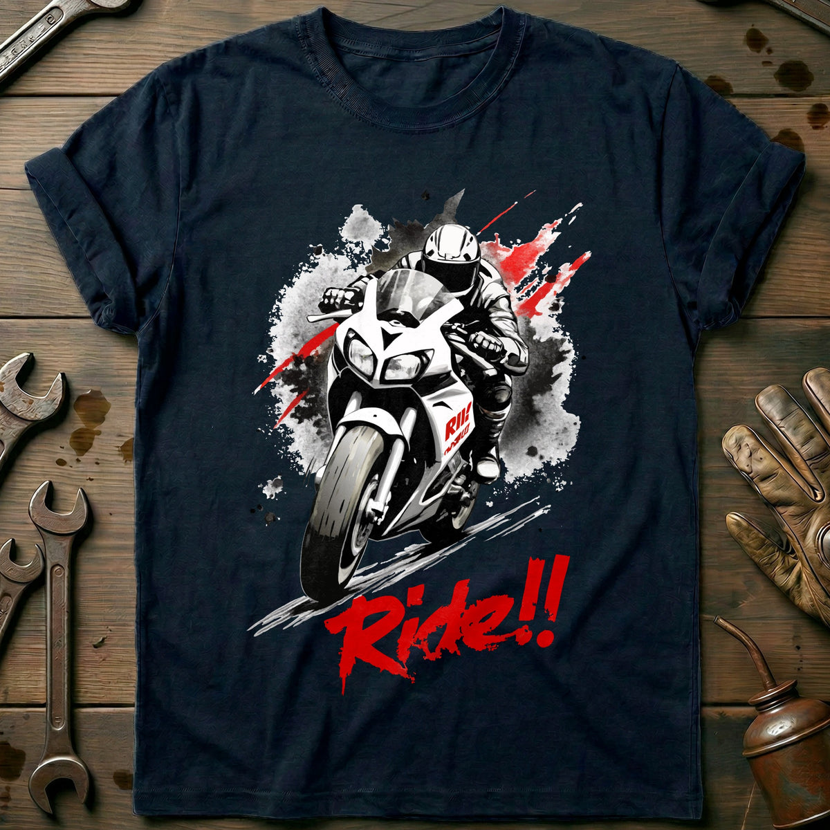Navy - I Like My Motorcycle 25 T Shirt