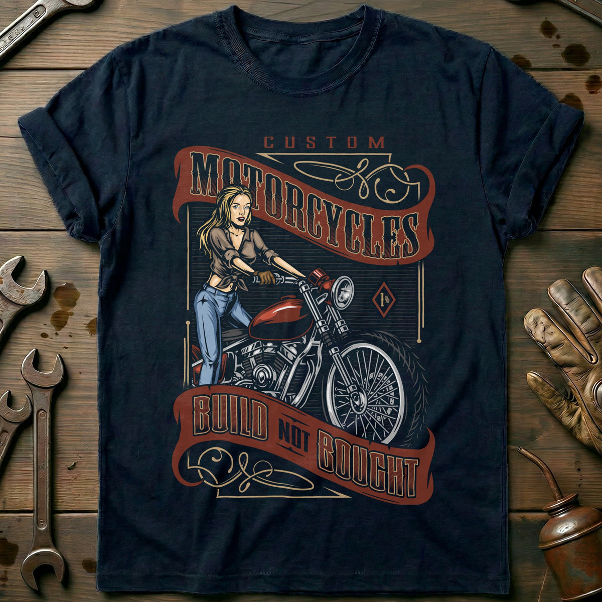 Navy - Motorcycle Rider 44 Vintage T Shirt