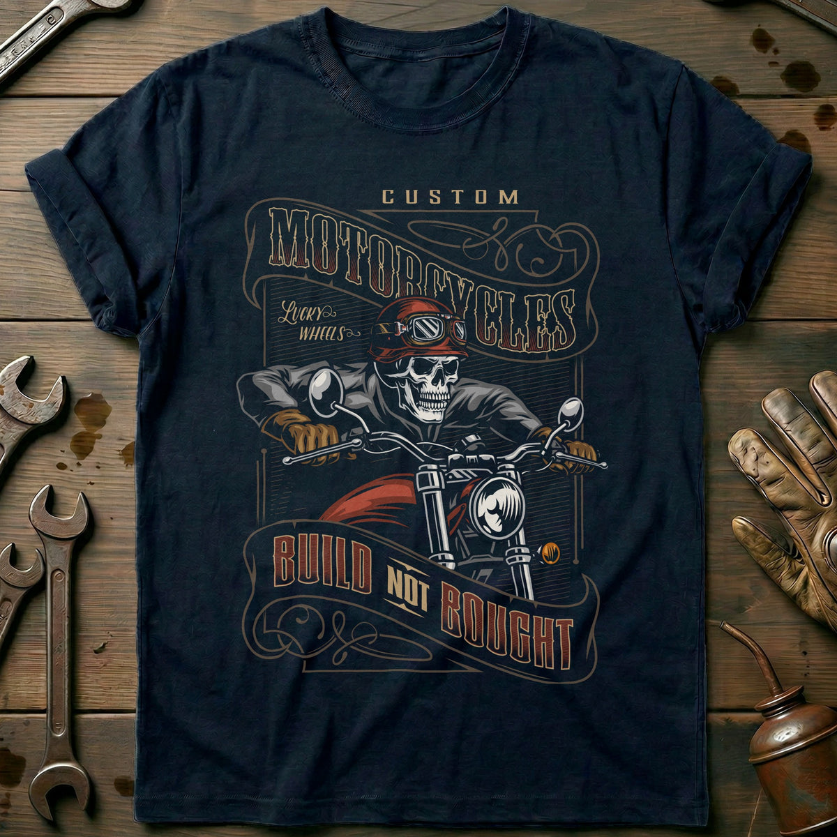 Navy - Motorcycle built vintage T Shirt