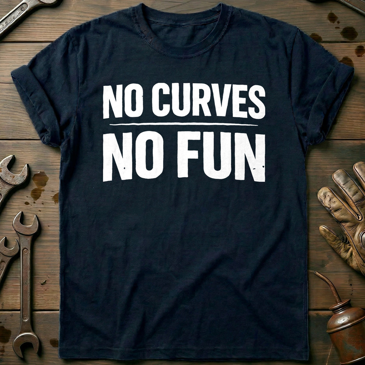 Navy - NO CURVES NO FUN 026 T Shirt