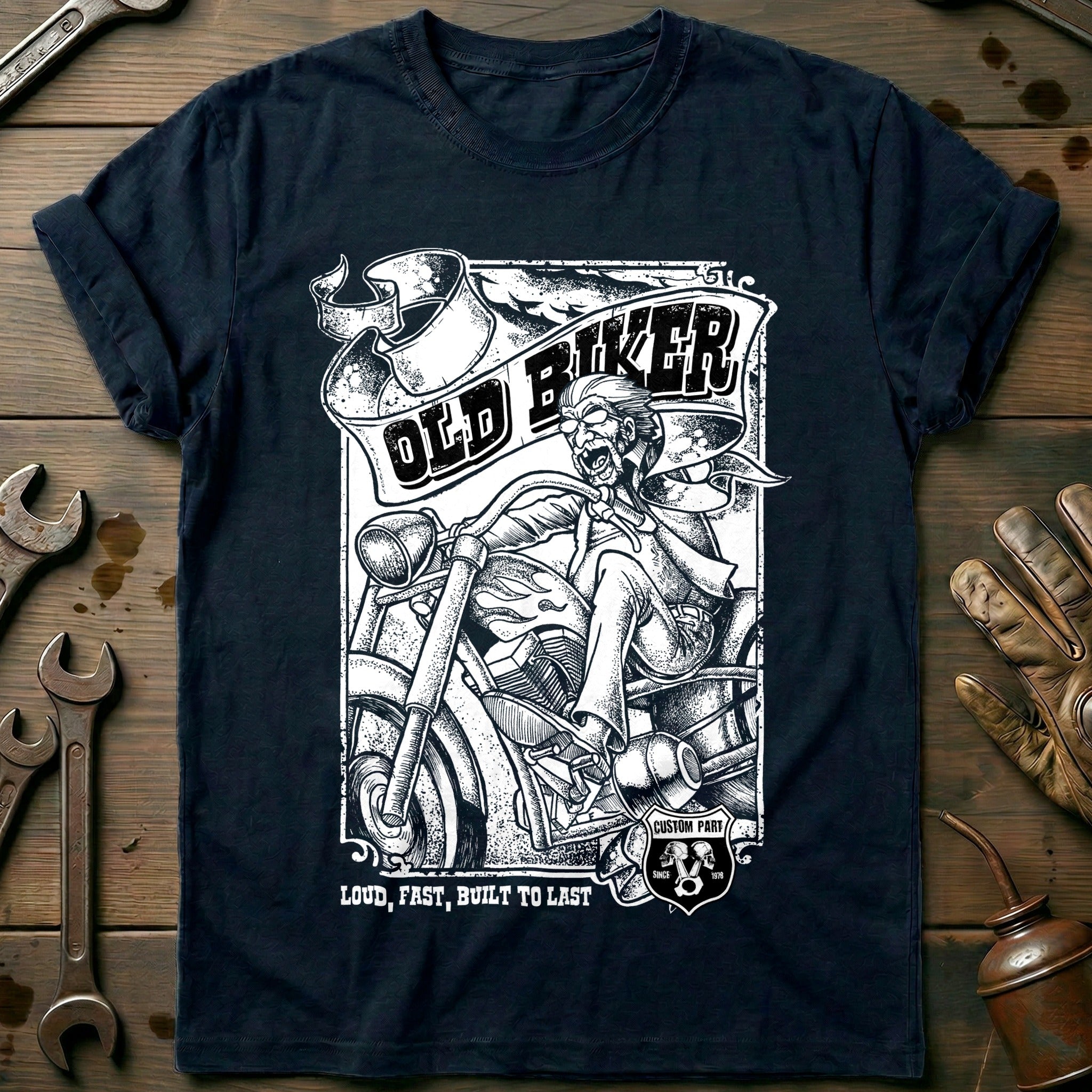 Navy - Old Biker, Loud & T-Shirt