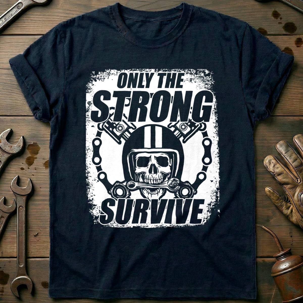 Navy - Only The Strong T-Shirt