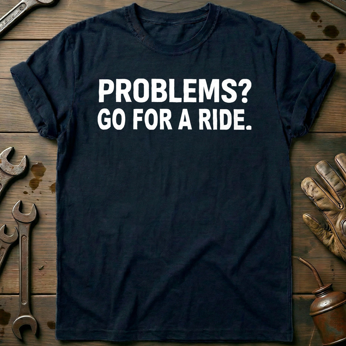Navy - PROBLEMS GO RIDE 026 T Shirt