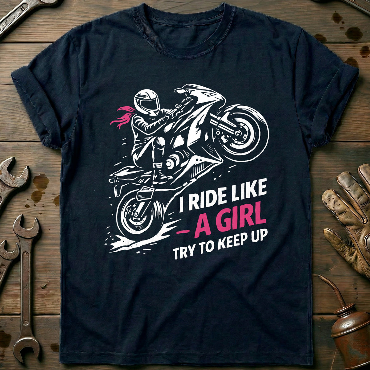 Navy - RIDE LIKE GIRL 026 T Shirt