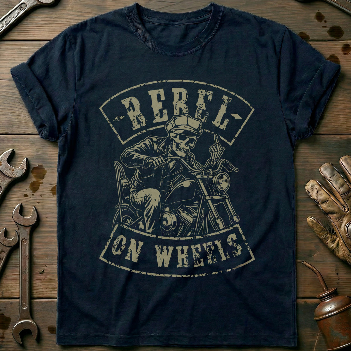 Navy - Rebel On Wheels 3 T Shirt