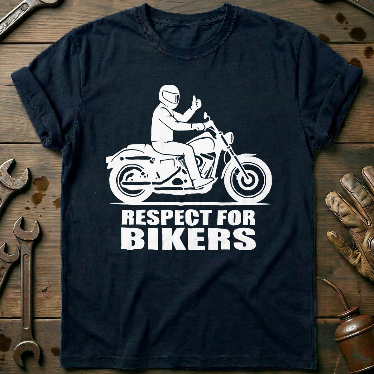Navy - Respect For Bikers 2 T Shirt