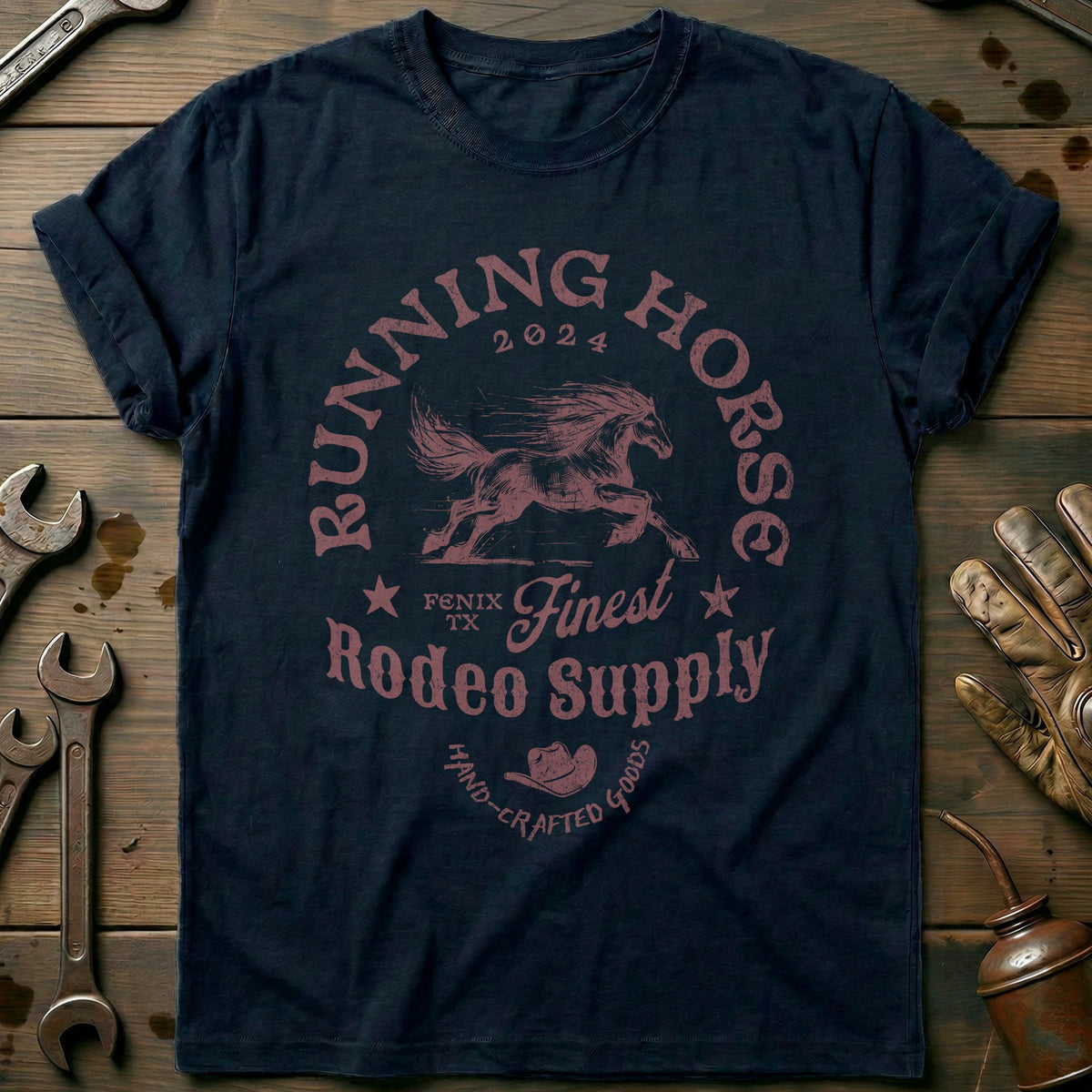 Navy - Running Horse - T-Shirt