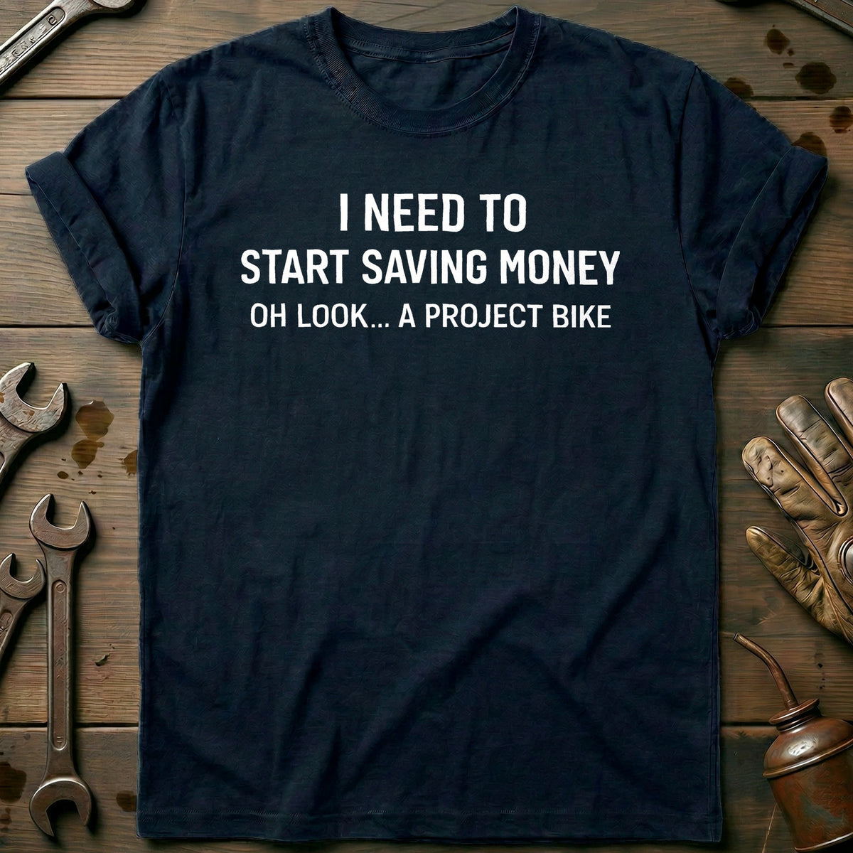 Navy - SAVE MONEY BIKER 026 T Shirt