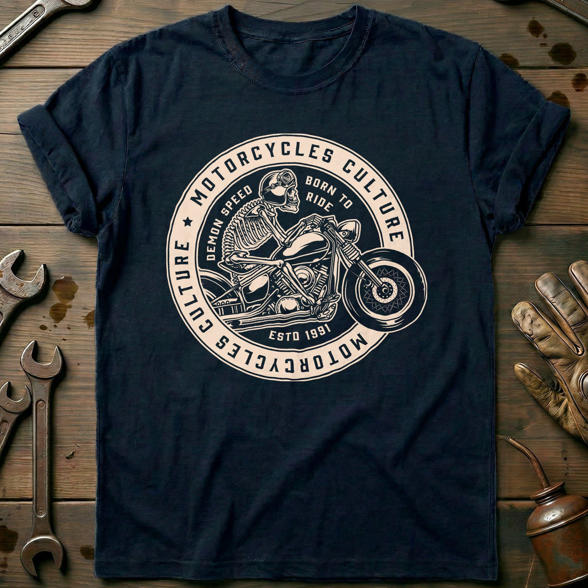Navy - Skeleton Rider T-Shirt