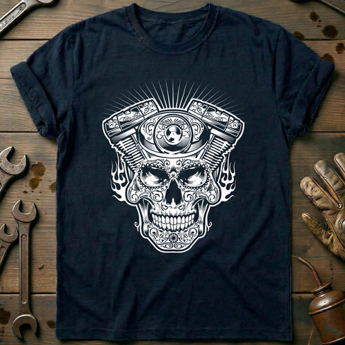 Navy - Skull Engine - T-Shirt
