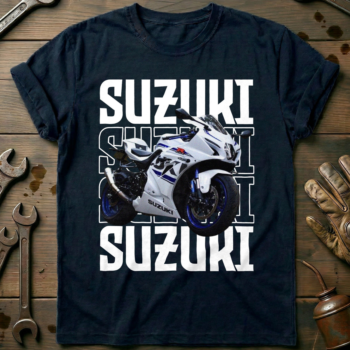 Navy - SUZUKI FONDO WHITE 028 T Shirt
