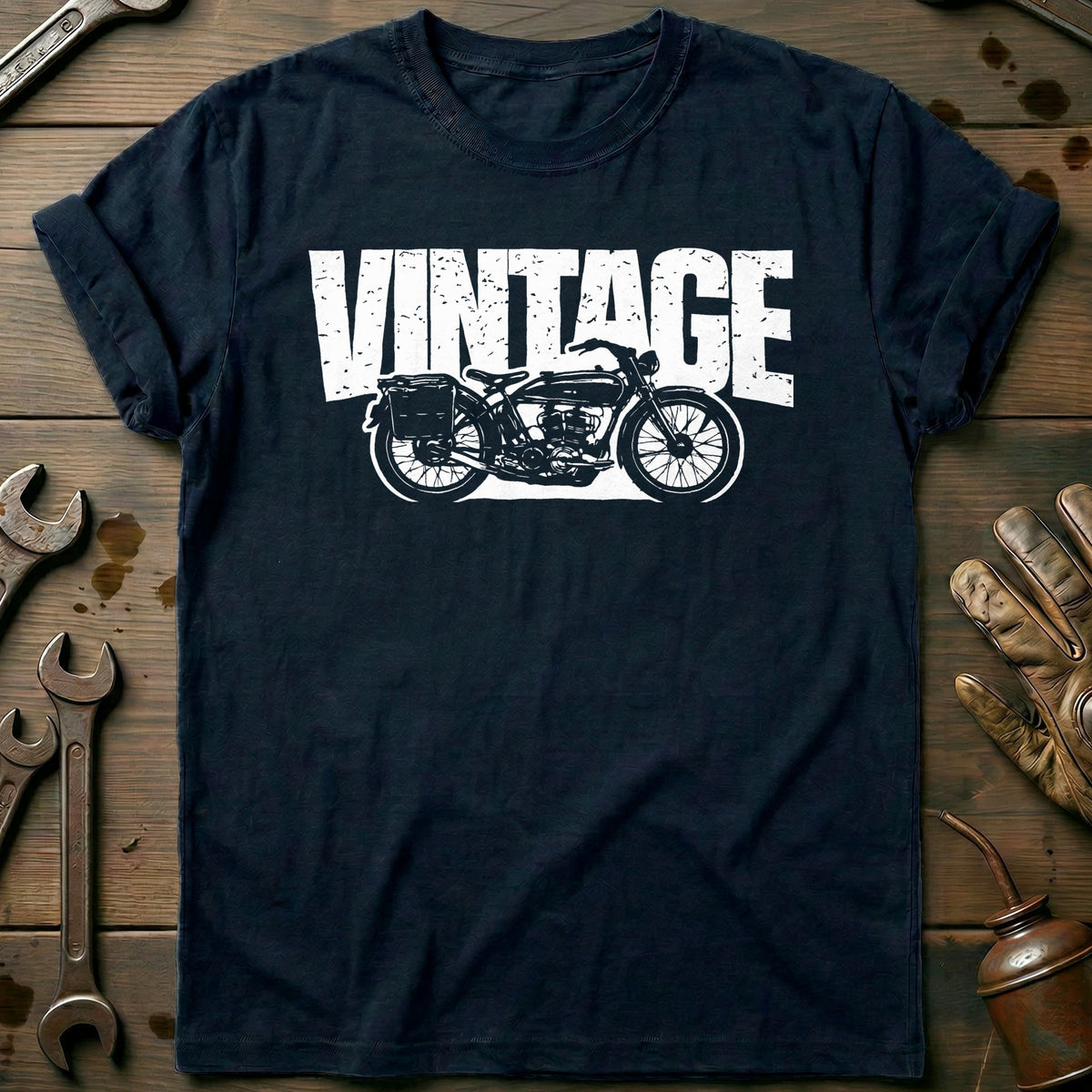Navy - VINTAGE MOTORCYCLE 026 T Shirt