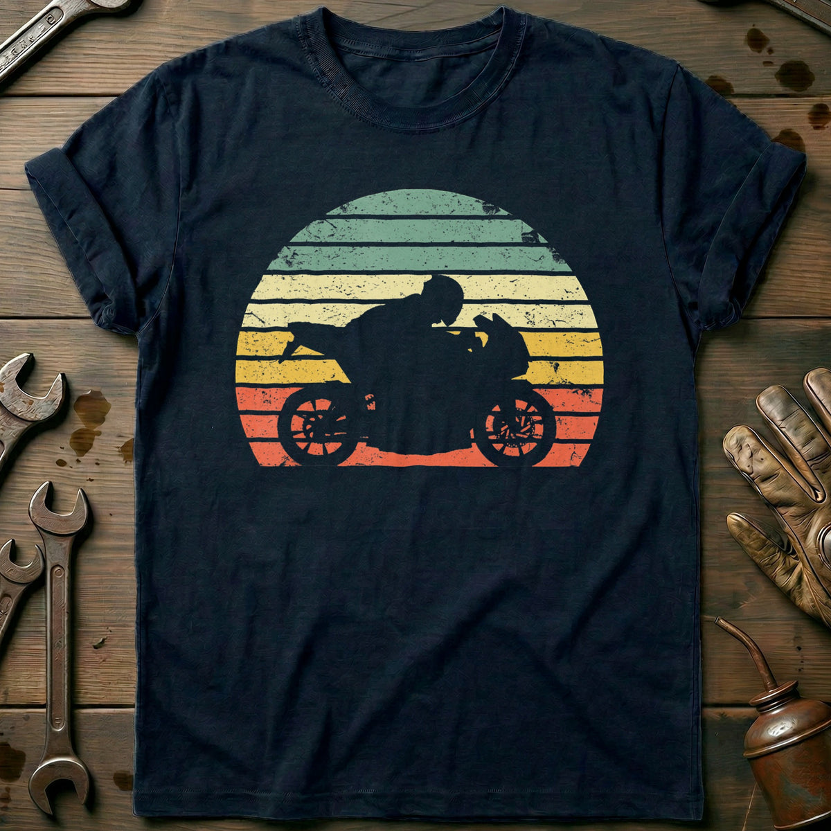 Navy - Vintage Biker - T-Shirt