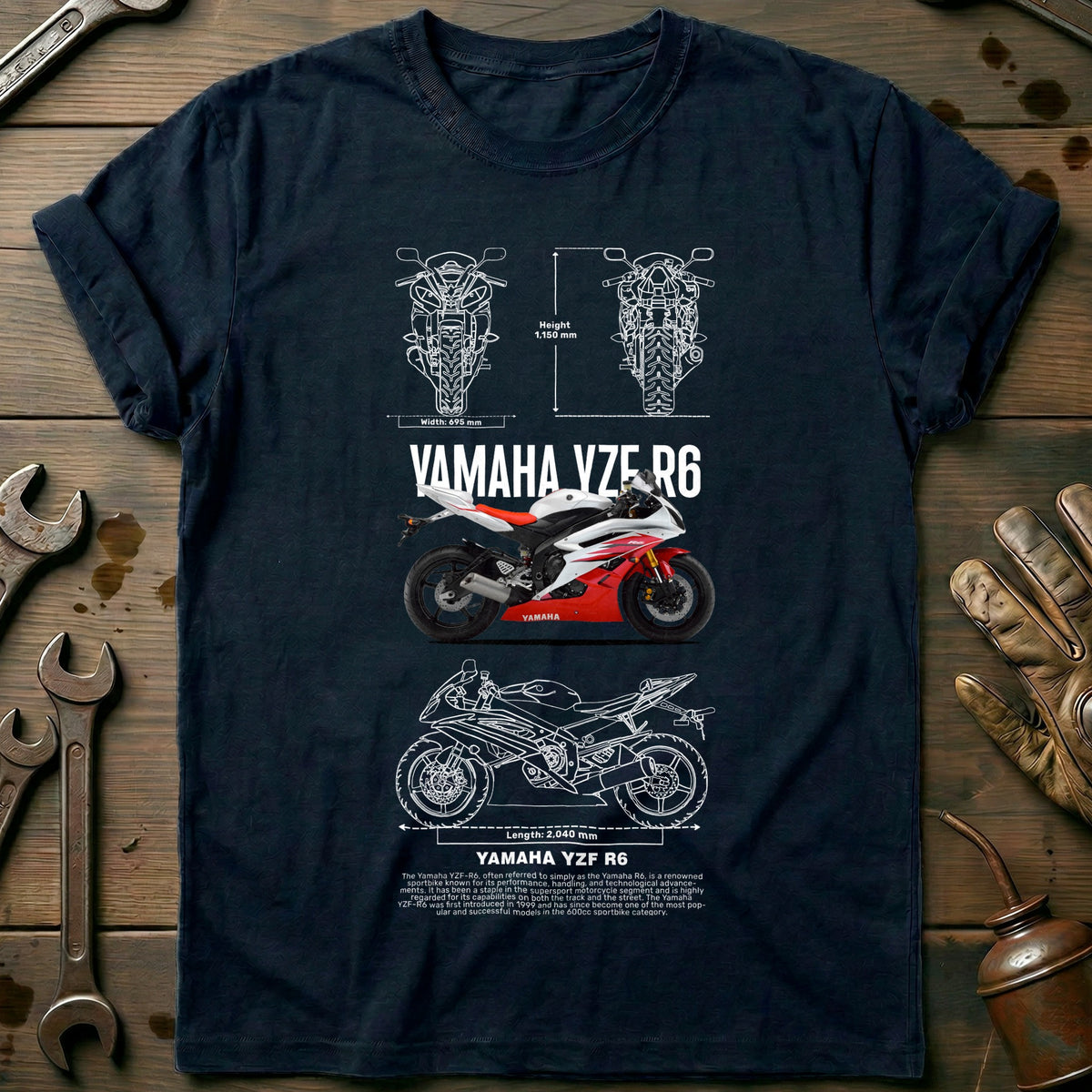 Navy - YAMAHA YZF R6 T Shirt