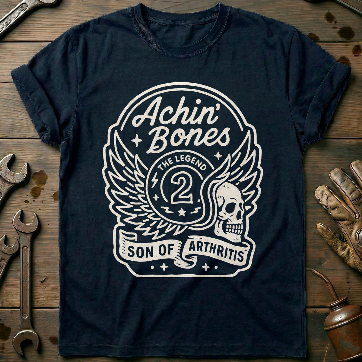 Navy - achin bones 50 motocycle T Shirt
