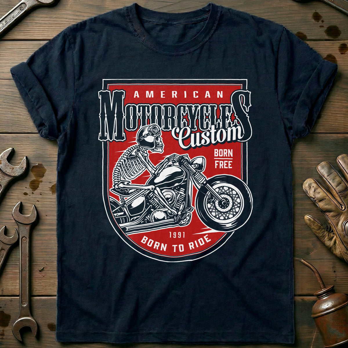 Navy - american born free T Shirt