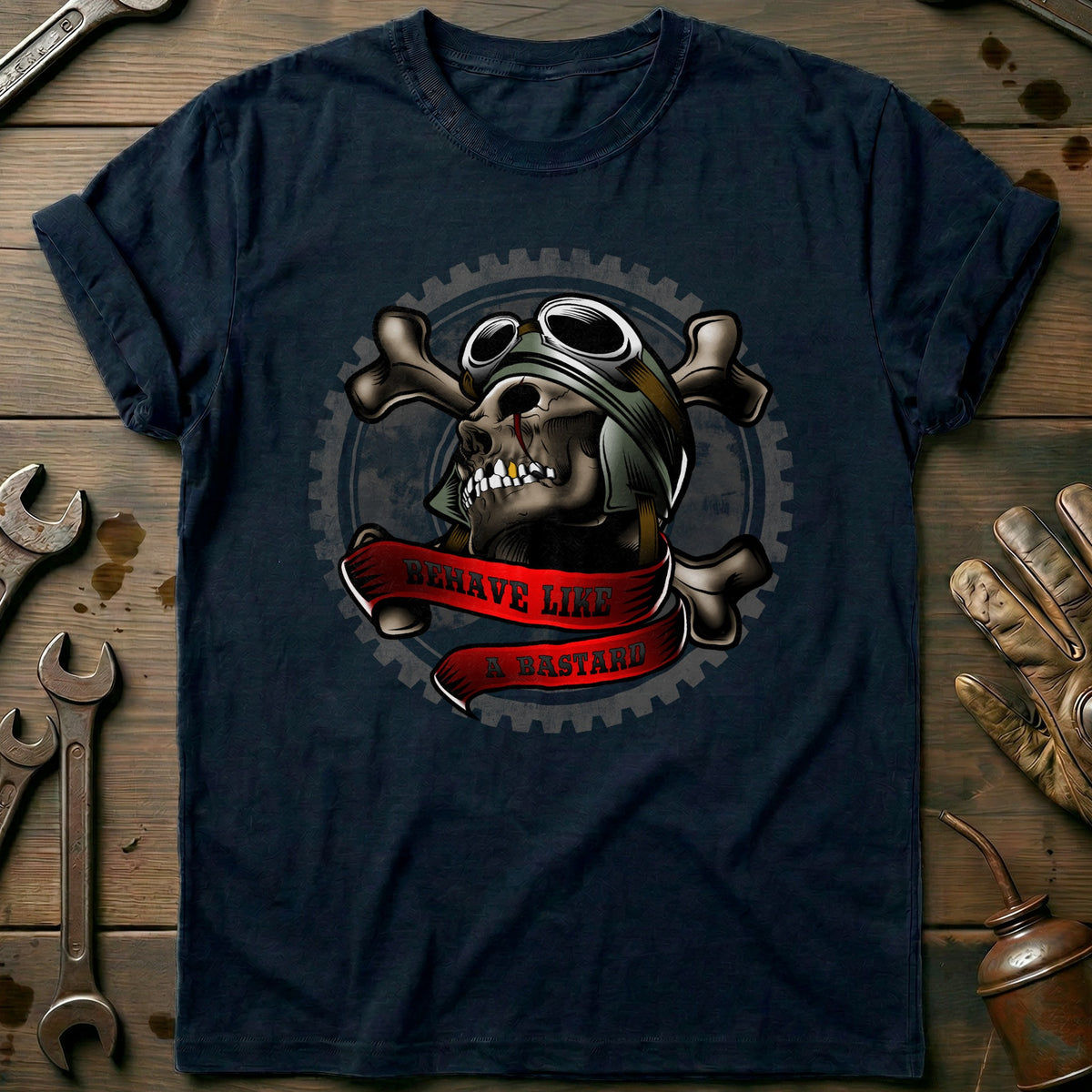 Navy - Bastxxx Skull - T-Shirt