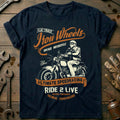 Navy - Biker Iron Wheels T-Shirt