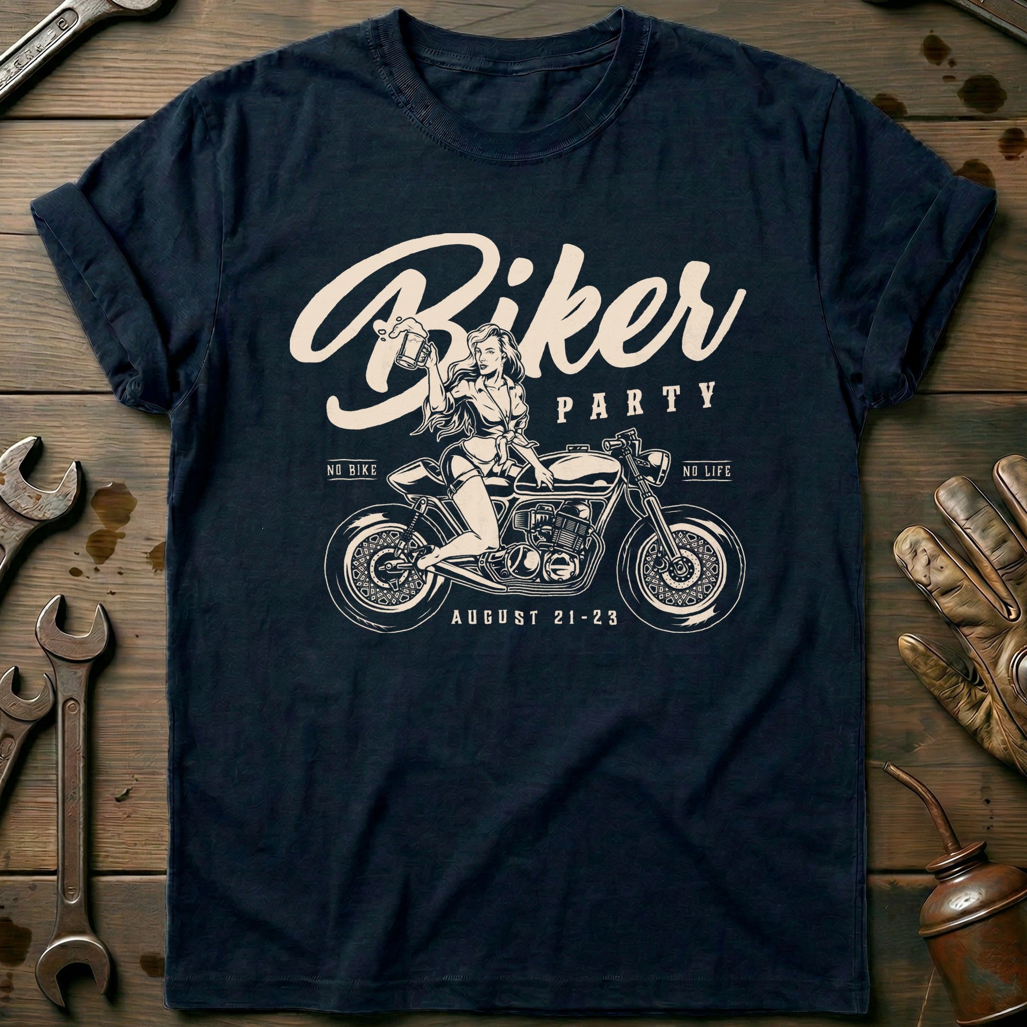 Navy - Biker Party T-Shirt